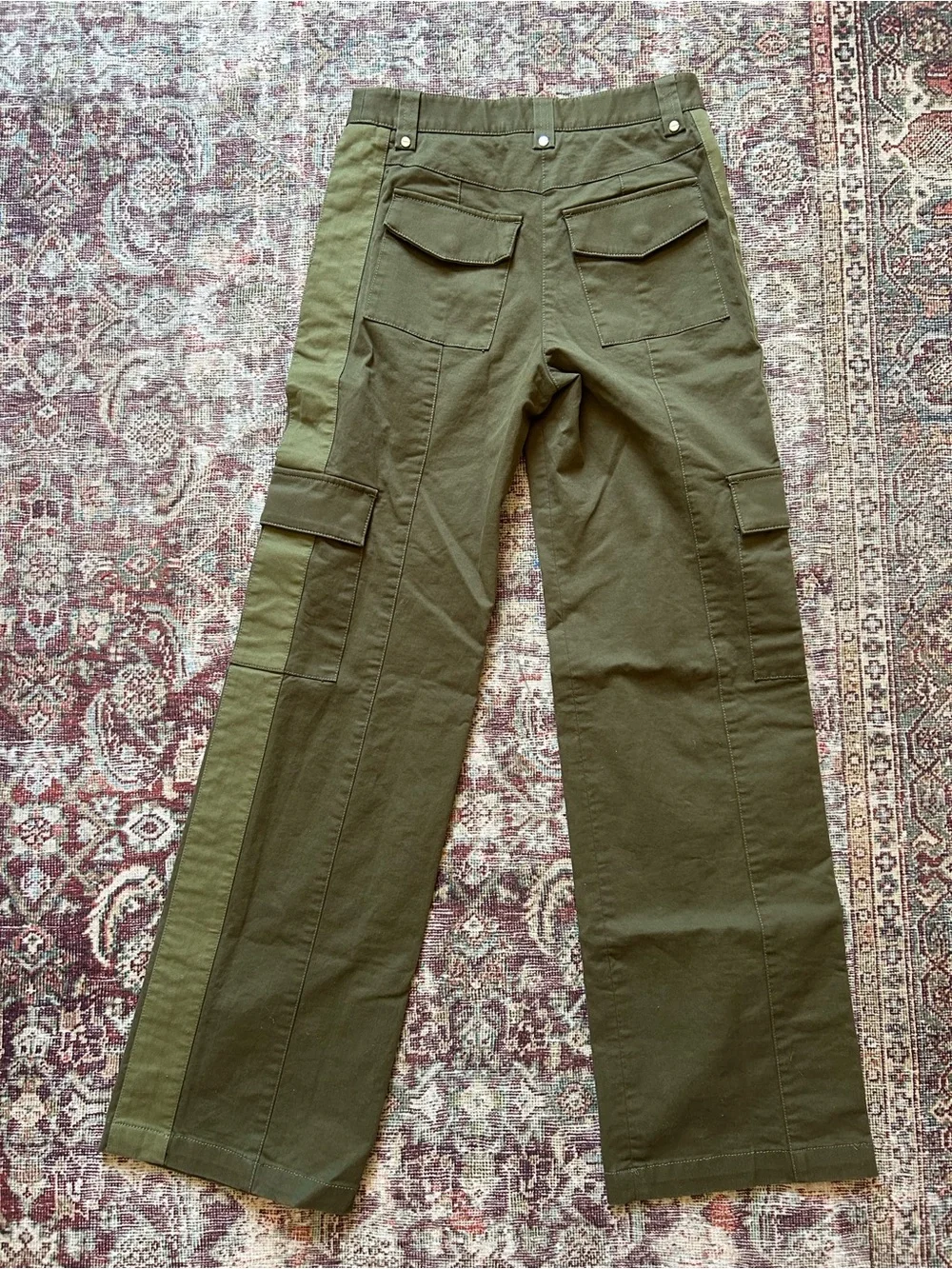 TWP Olive Green Side Stripe Cotton Cargo Military Pant